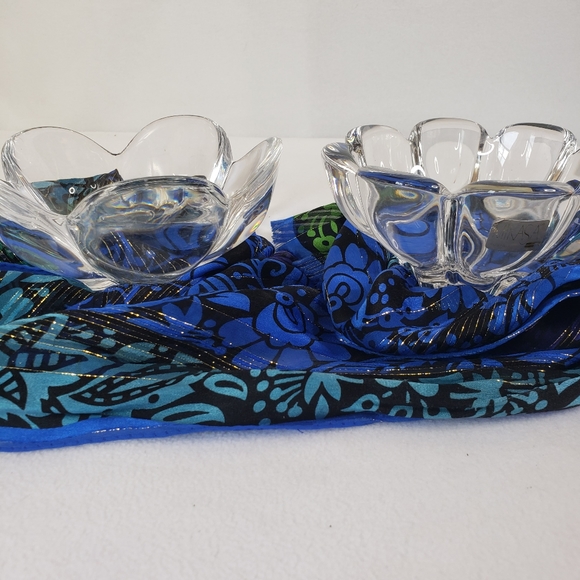 MIKASA AUSTRIA CLEAR  SCALLOPED FLORAL CRYSTAL VOTIVE CANDLE HOLDER SET GLASS - Picture 4 of 15